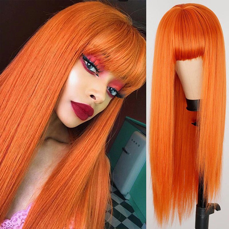 Women's Multi-color Wig Set Long Straight Short Hair with Bangs 2