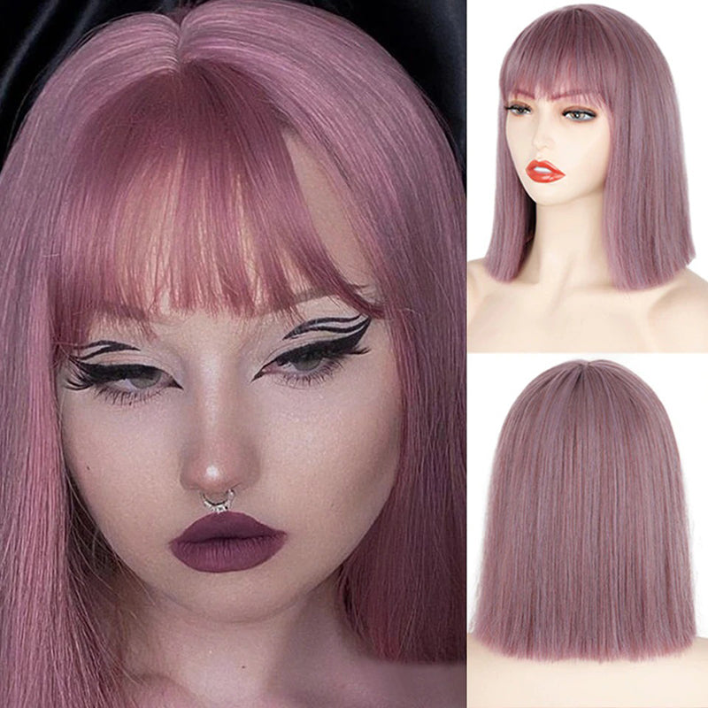 Women's Multi-color Wig Set Long Straight Short Hair with Bangs 20