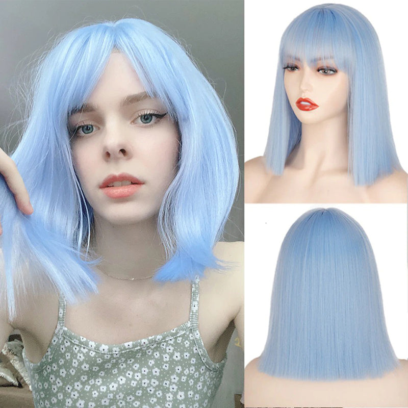 Women's Multi-color Wig Set Long Straight Short Hair with Bangs 21