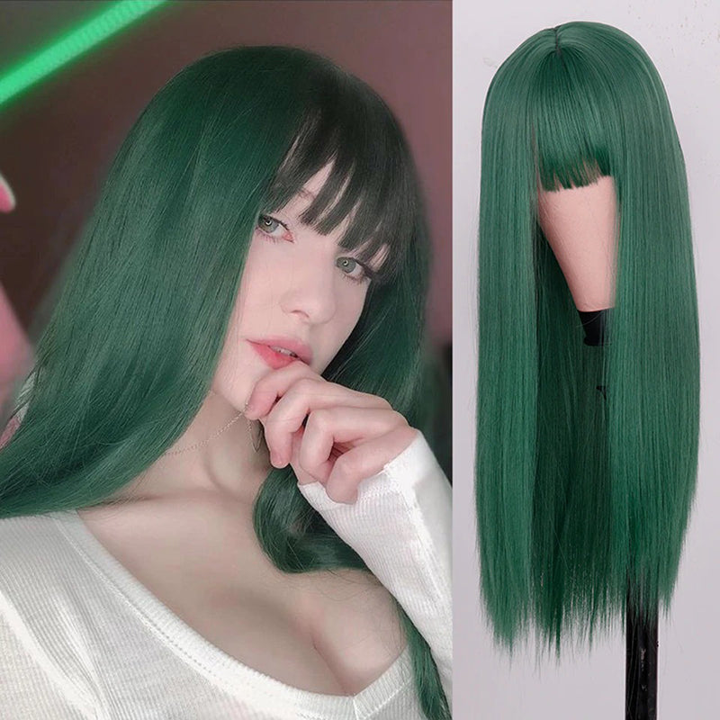 Women's Multi-color Wig Set Long Straight Short Hair with Bangs 22