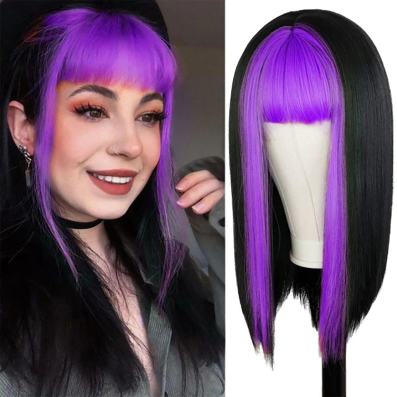 Women's Multi-color Wig Set Long Straight Short Hair with Bangs 23