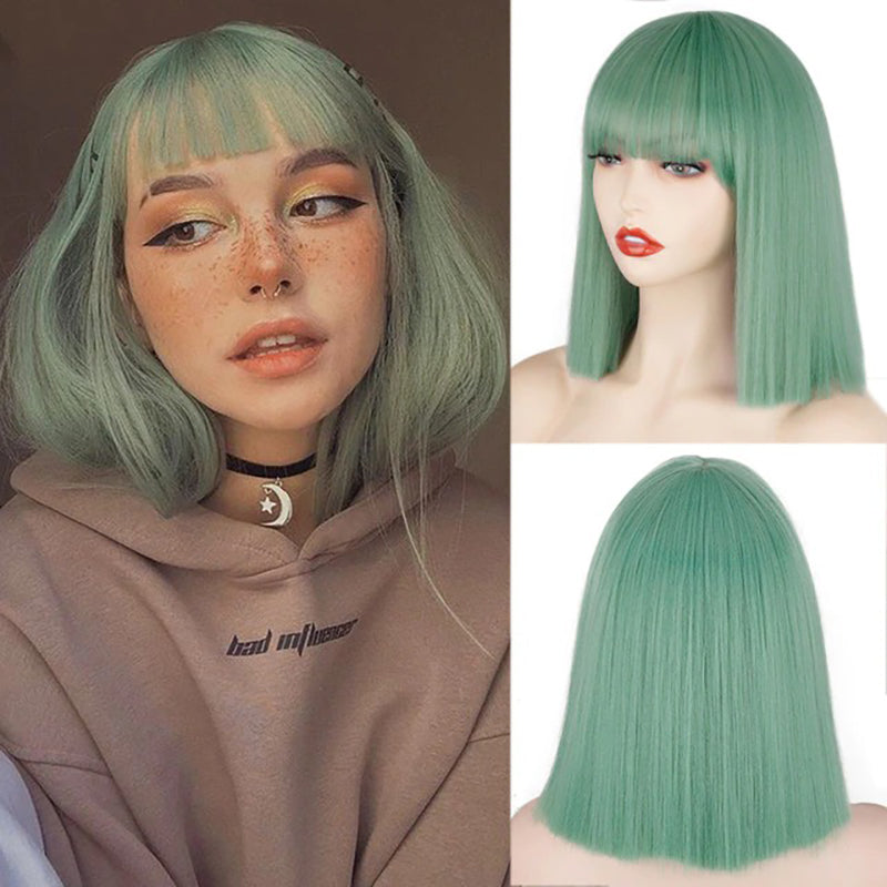 Women's Multi-color Wig Set Long Straight Short Hair with Bangs 31