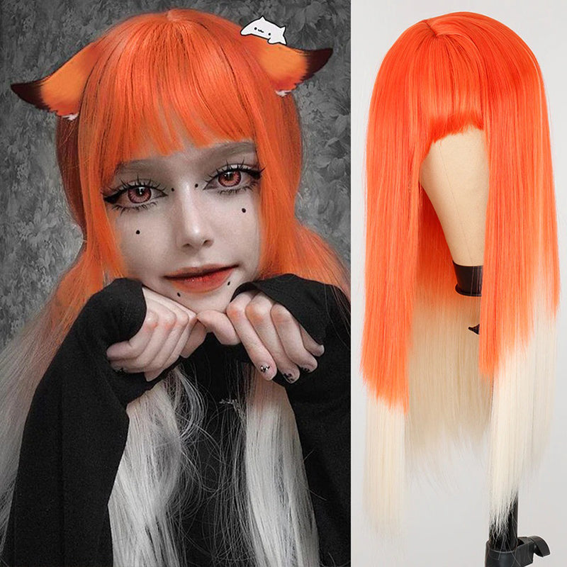 Women's Multi-color Wig Set Long Straight Short Hair with Bangs 33