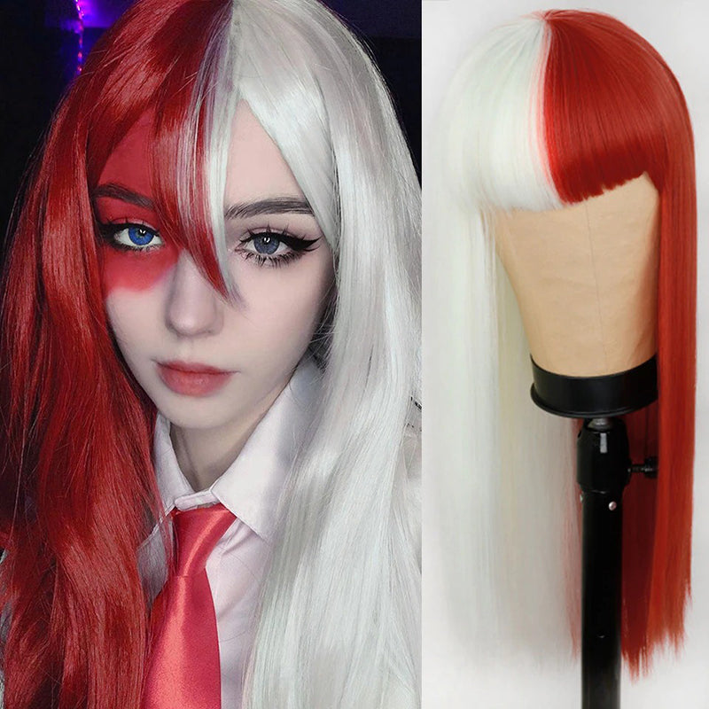 Women's Multi-color Wig Set Long Straight Short Hair with Bangs 35