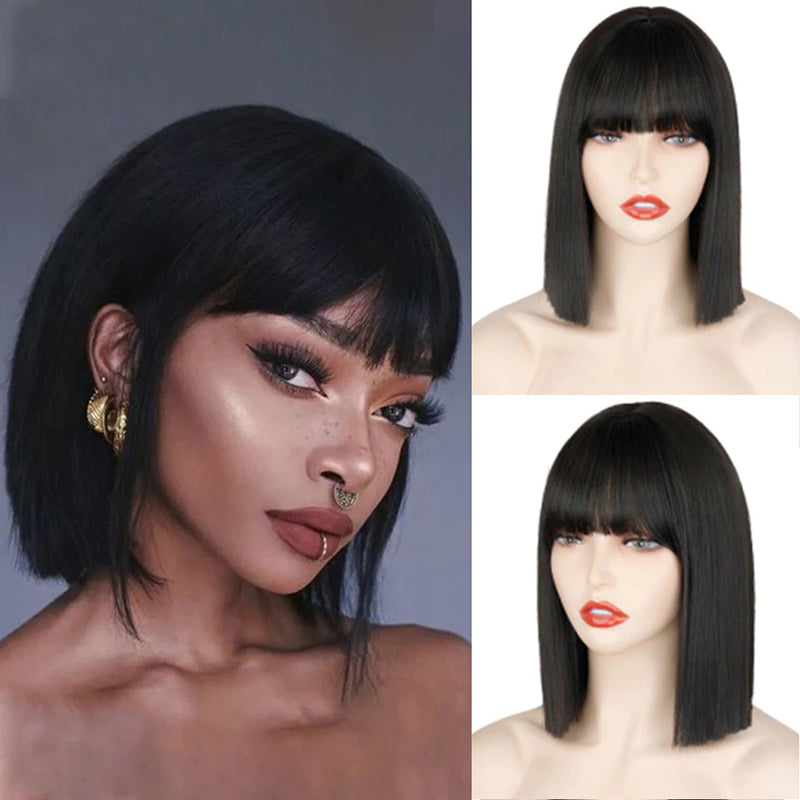Women's Multi-color Wig Set Long Straight Short Hair with Bangs 42