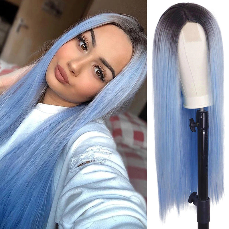 Women's Multi-color Wig Set Long Straight Short Hair with Bangs 44