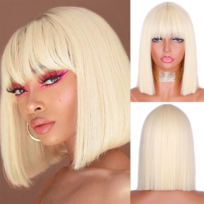 Women's Multi-color Wig Set Long Straight Short Hair with Bangs 47