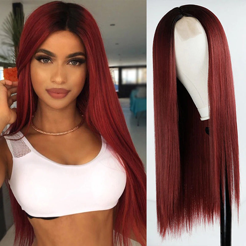 Women's Multi-color Wig Set Long Straight Short Hair with Bangs 52