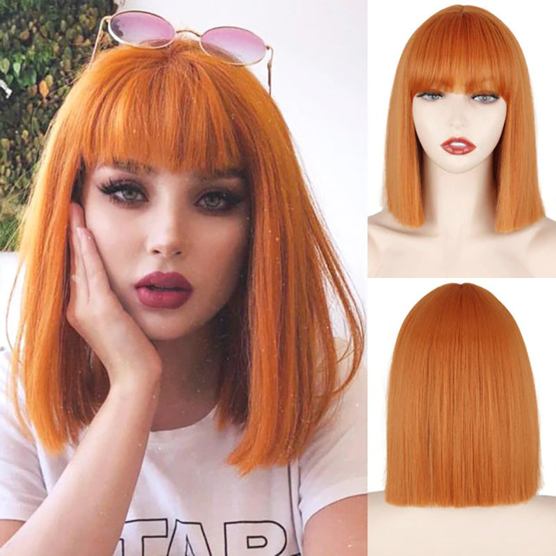 Women's Multi-color Wig Set Long Straight Short Hair with Bangs 56