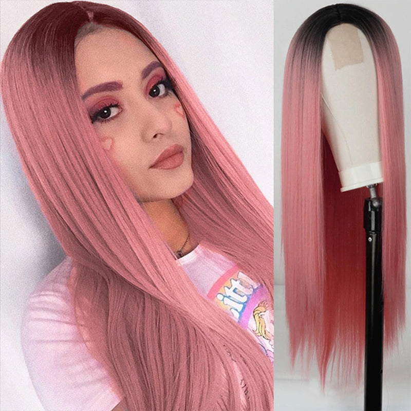 Women's Multi-color Wig Set Long Straight Short Hair with Bangs 58