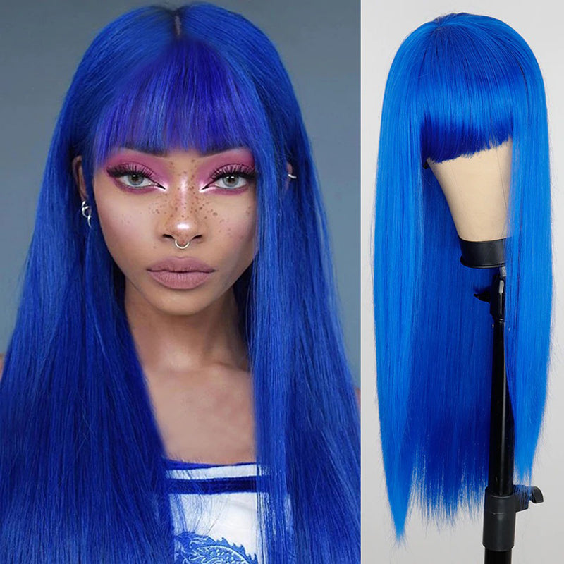 Women's Multi-color Wig Set Long Straight Short Hair with Bangs 6