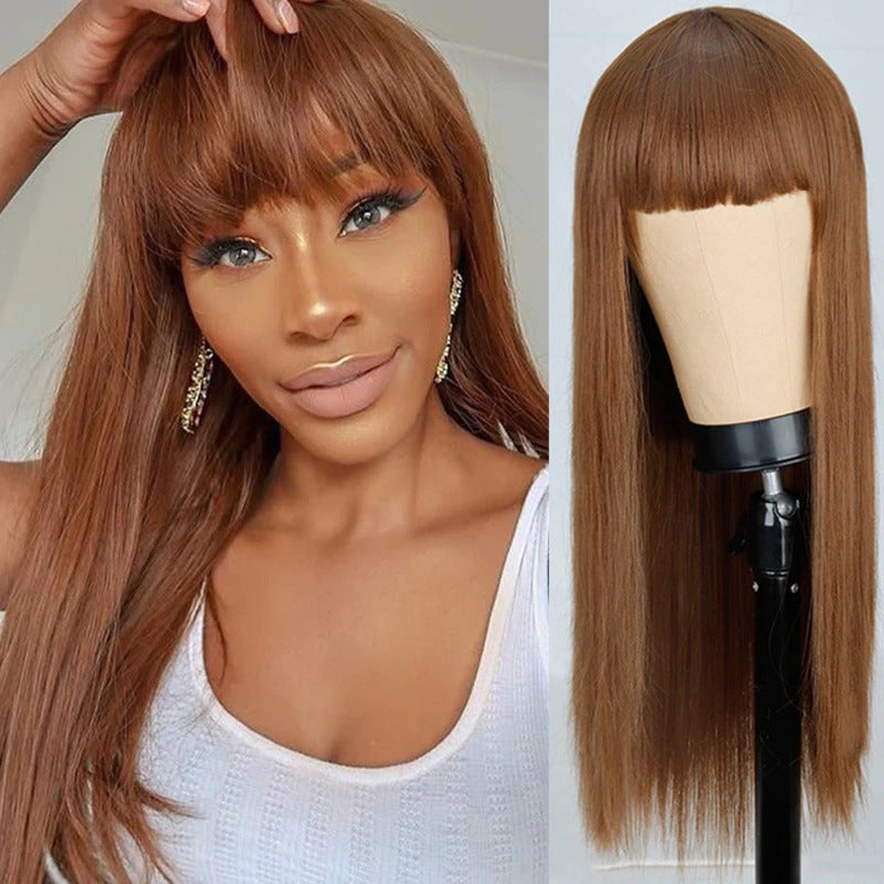 Women's Multi-color Wig Set Long Straight Short Hair with Bangs 8