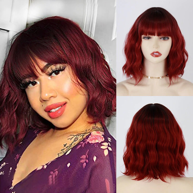 Women's Ombre Blonde Hair Wig Short Wavy High-Temperature Fiber 11