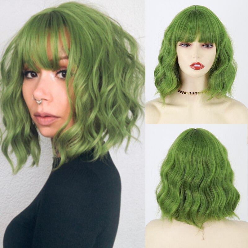 Women's Ombre Blonde Hair Wig Short Wavy High-Temperature Fiber 13