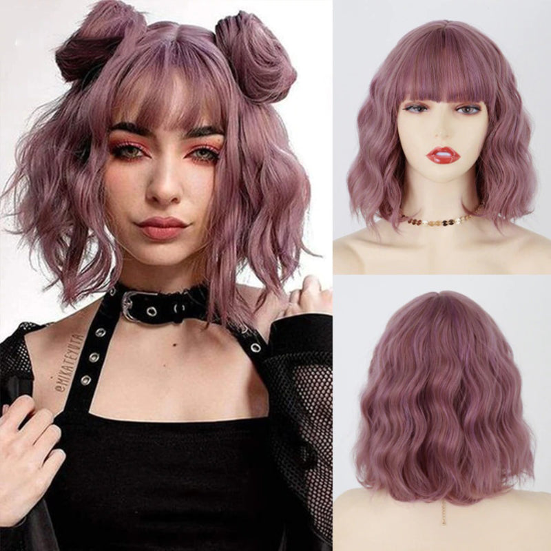 Women's Ombre Blonde Hair Wig Short Wavy High-Temperature Fiber 14