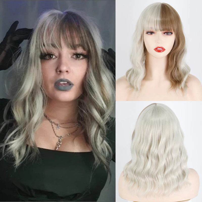 Women's Ombre Blonde Hair Wig Short Wavy High-Temperature Fiber 21