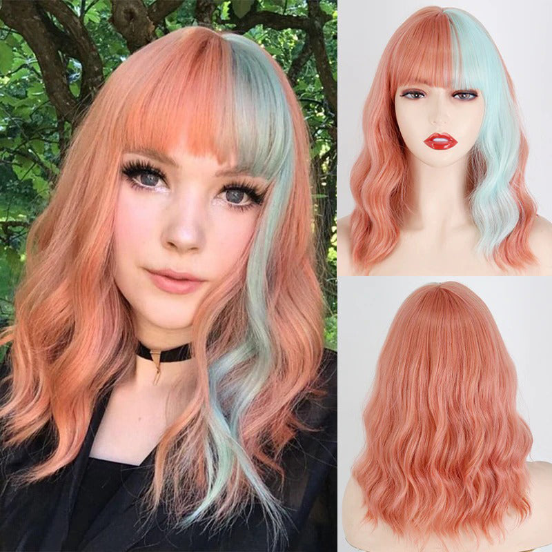 Women's Ombre Blonde Hair Wig Short Wavy High-Temperature Fiber 22