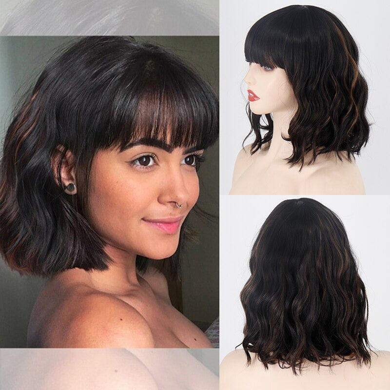 Women's Ombre Blonde Hair Wig Short Wavy High-Temperature Fiber 26