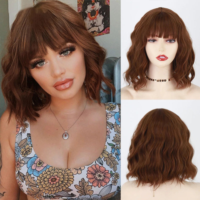 Women's Ombre Blonde Hair Wig Short Wavy High-Temperature Fiber 7