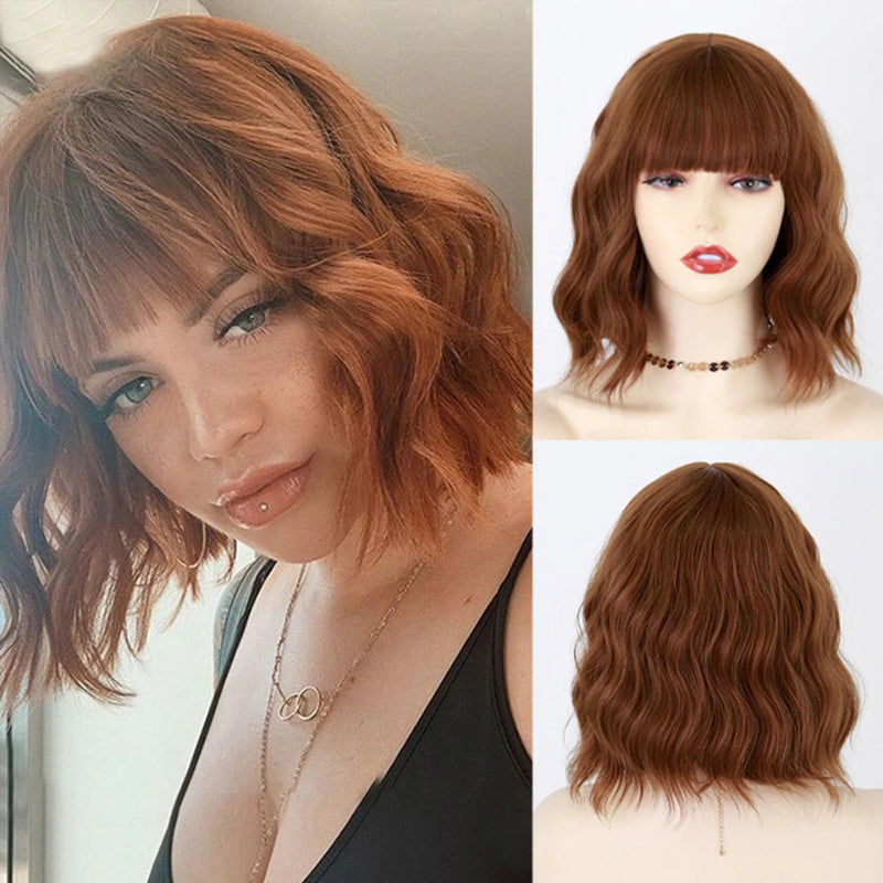 Women's Ombre Blonde Hair Wig Short Wavy High-Temperature Fiber 8