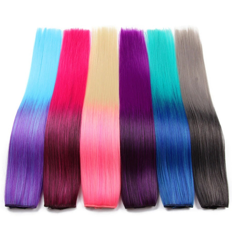 Women's Ombre Clip-In Hair Extensions 22 Inches High-Temperature Fiber 1