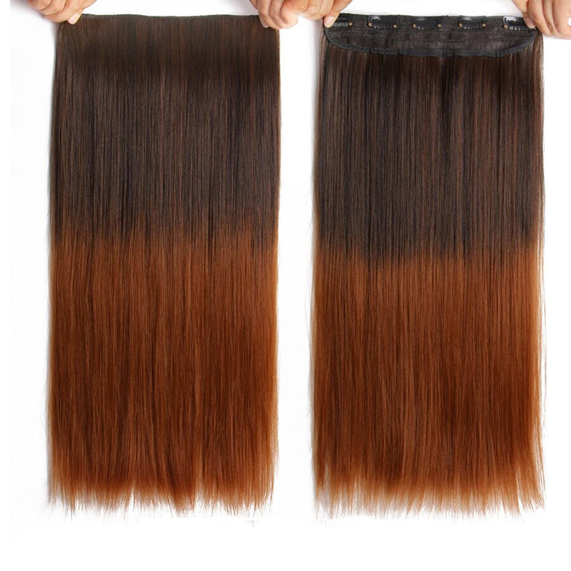 Women's Ombre Clip-In Hair Extensions 22 Inches High-Temperature Fiber 12