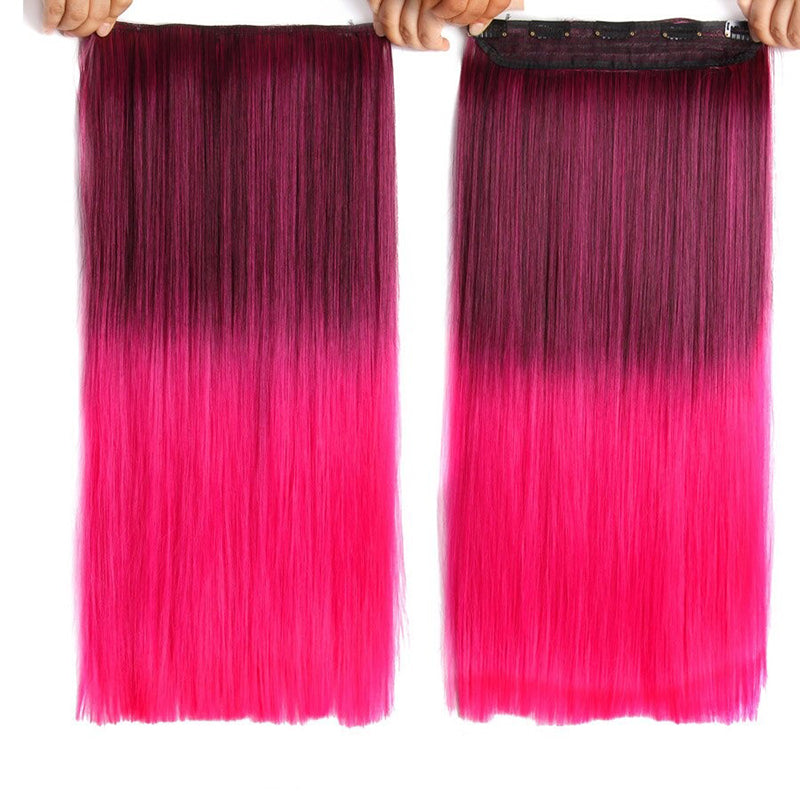 Women's Ombre Clip-In Hair Extensions 22 Inches High-Temperature Fiber 13