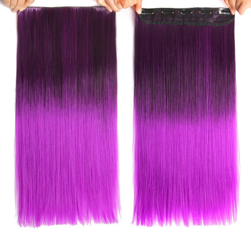 Women's Ombre Clip-In Hair Extensions 22 Inches High-Temperature Fiber 15