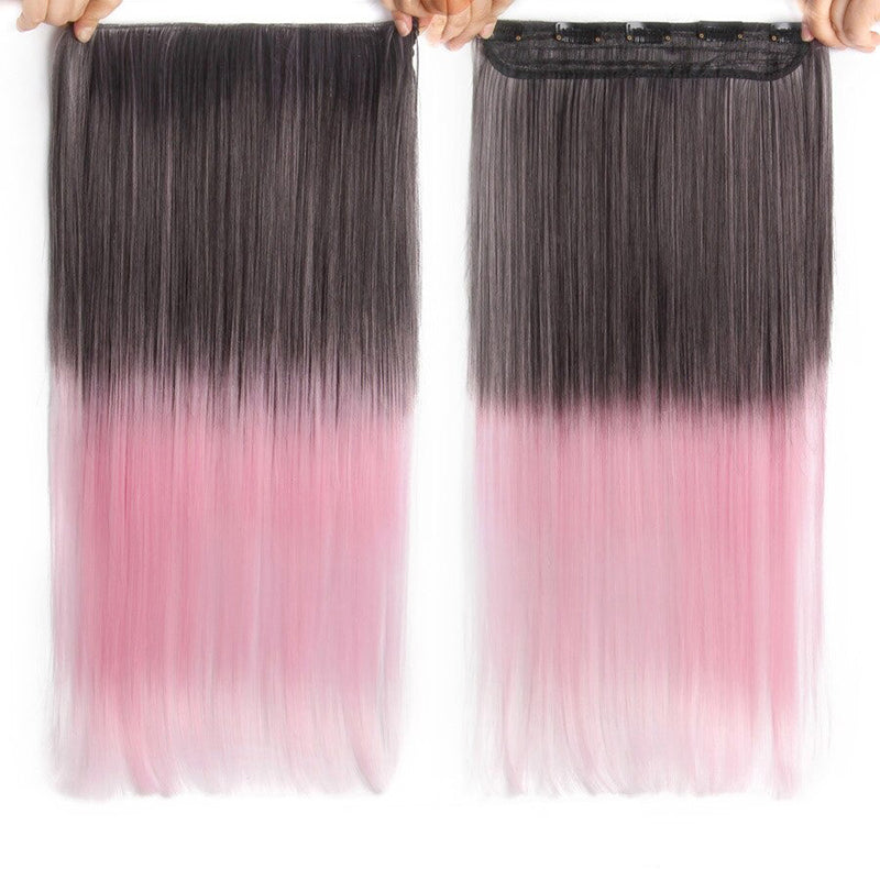 Women's Ombre Clip-In Hair Extensions 22 Inches High-Temperature Fiber 16