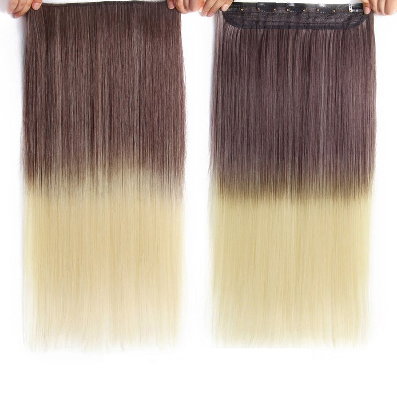 Women's Ombre Clip-In Hair Extensions 22 Inches High-Temperature Fiber 18
