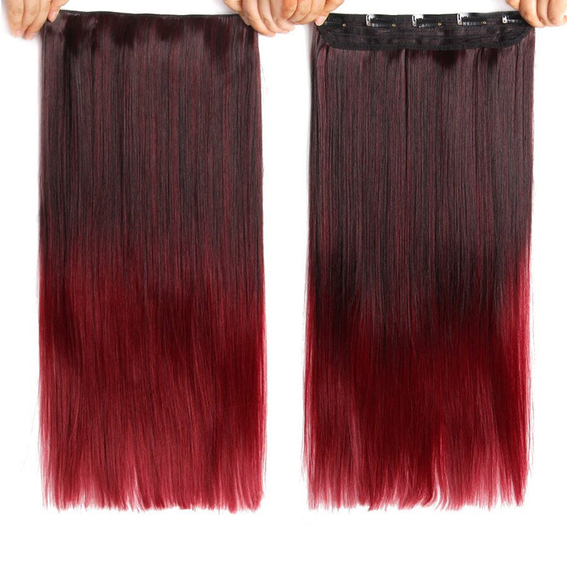 Women's Ombre Clip-In Hair Extensions 22 Inches High-Temperature Fiber 20
