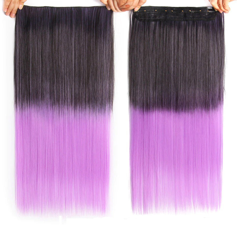 Women's Ombre Clip-In Hair Extensions 22 Inches High-Temperature Fiber 22