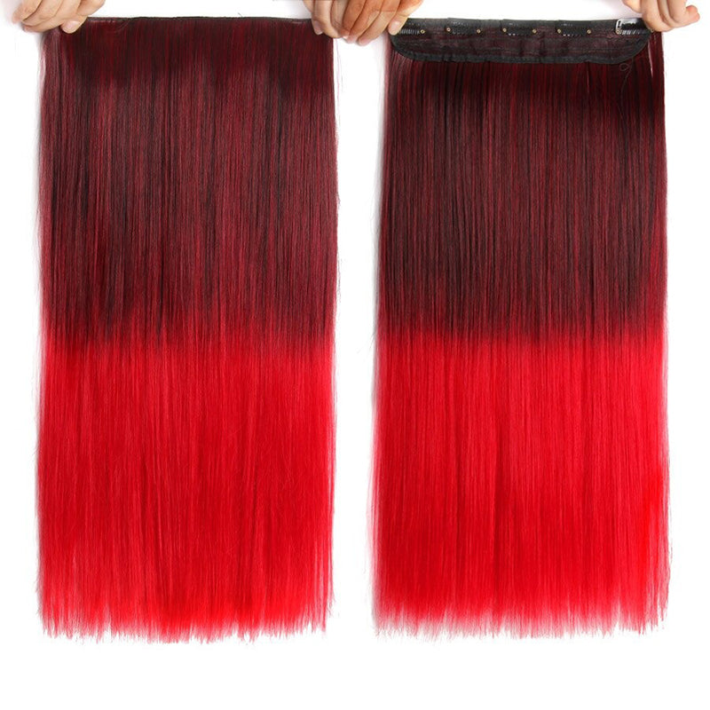 Women's Ombre Clip-In Hair Extensions 22 Inches High-Temperature Fiber 23