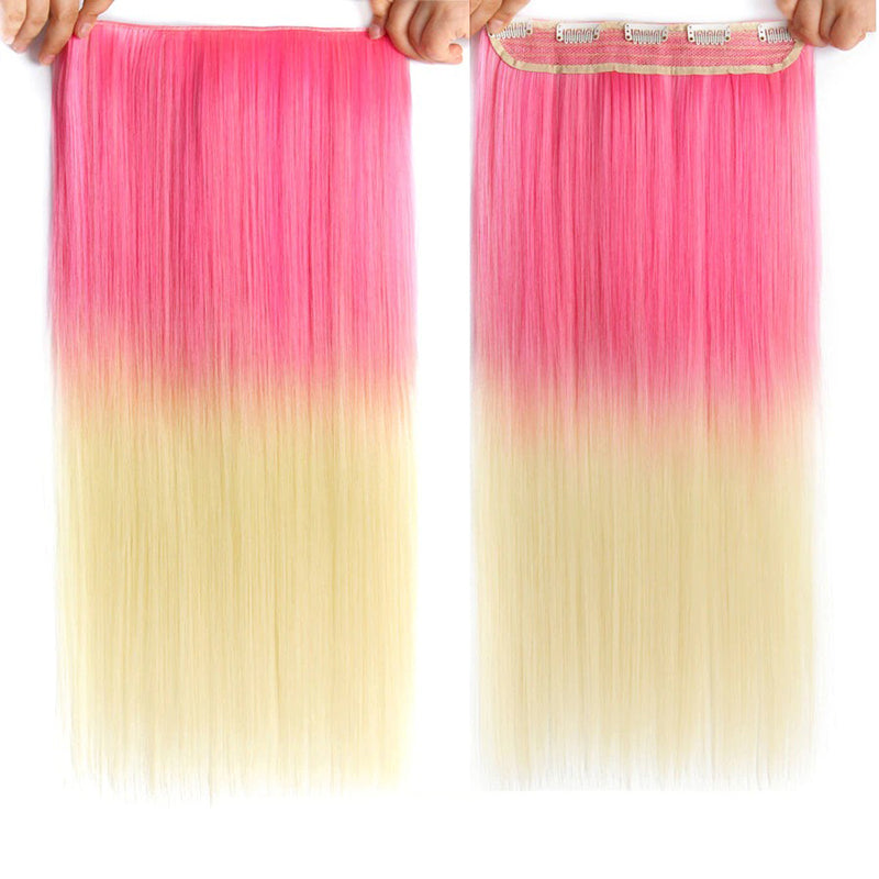 Women's Ombre Clip-In Hair Extensions 22 Inches High-Temperature Fiber 26