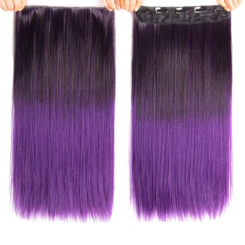 Women's Ombre Clip-In Hair Extensions 22 Inches High-Temperature Fiber 28