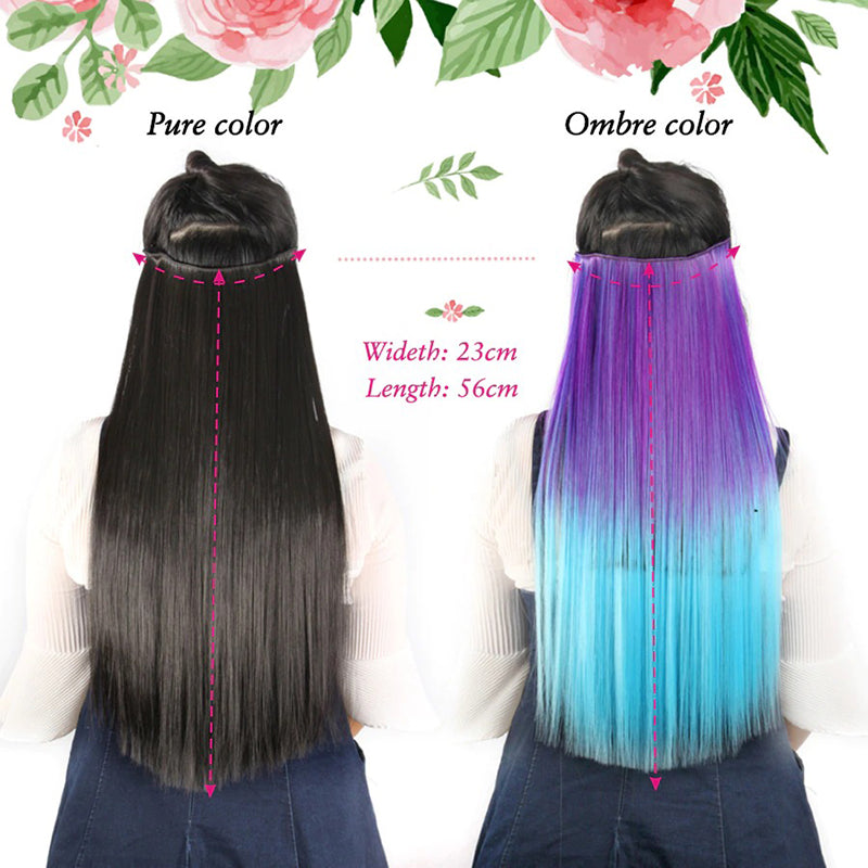 Women's Ombre Clip-In Hair Extensions 22 Inches High-Temperature Fiber 3