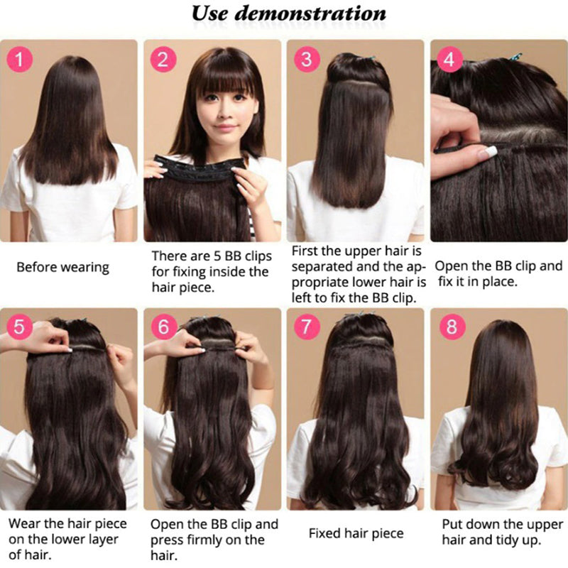Women's Ombre Clip-In Hair Extensions 22 Inches High-Temperature Fiber 5