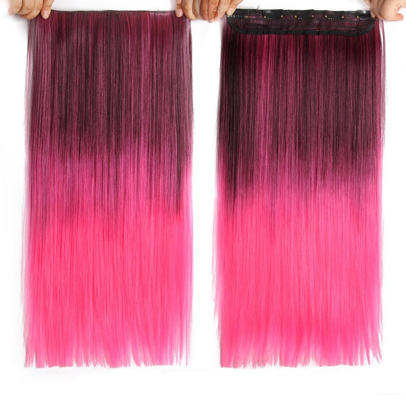 Women's Ombre Clip-In Hair Extensions 22 Inches High-Temperature Fiber 6