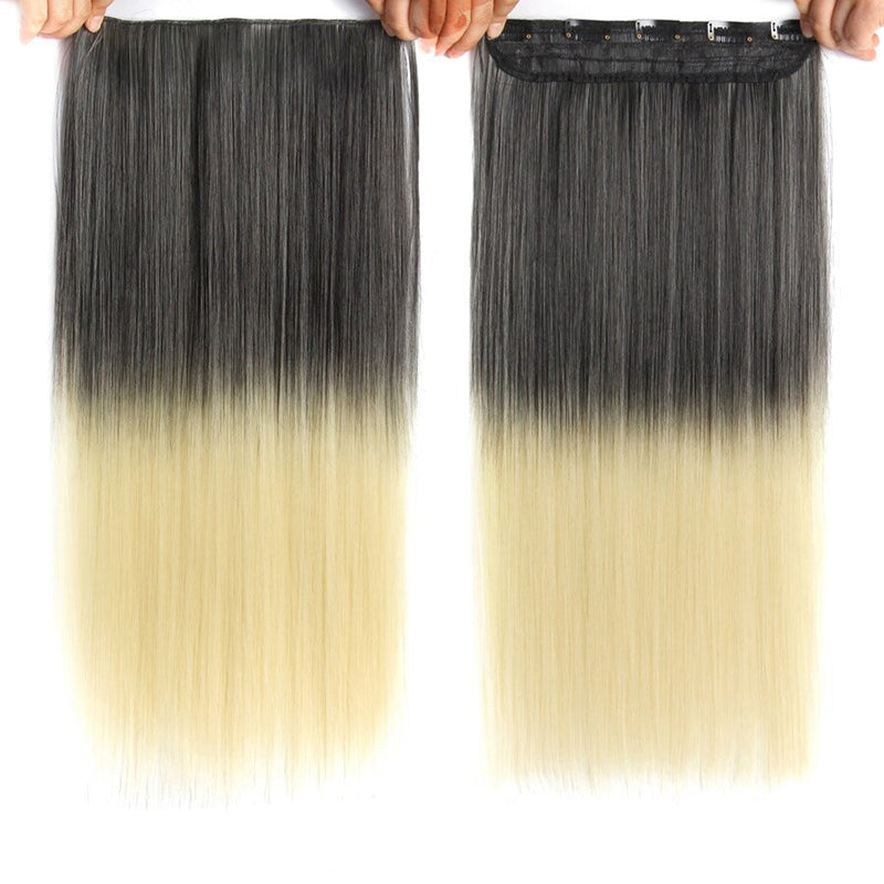Women's Ombre Clip-In Hair Extensions 22 Inches High-Temperature Fiber 7