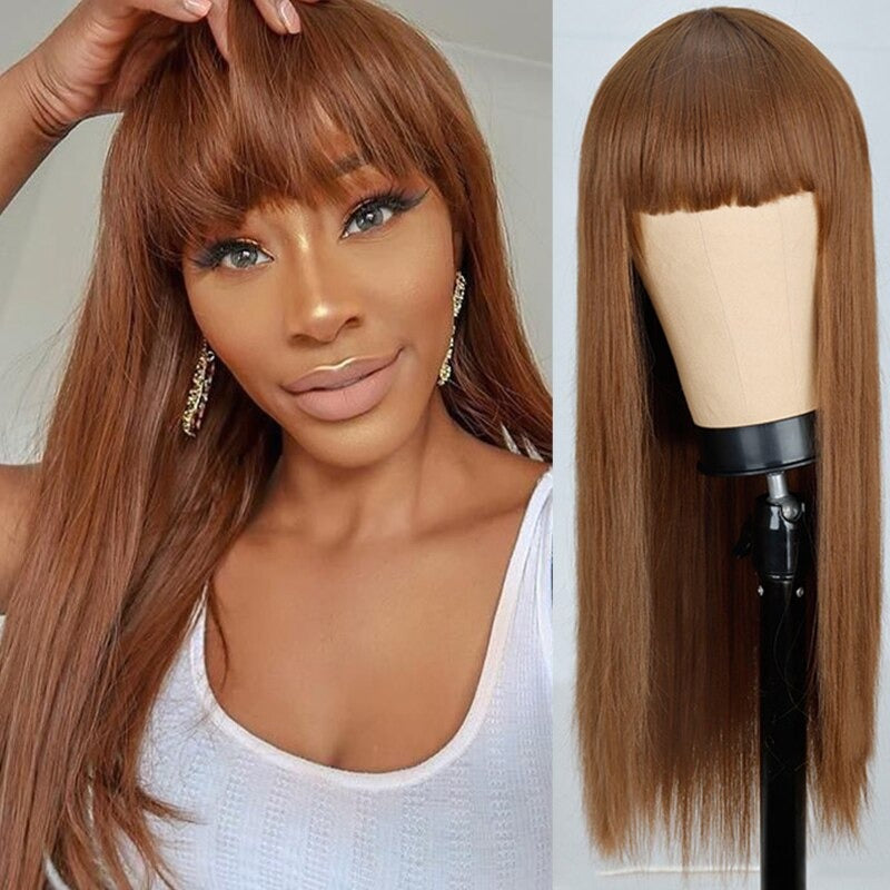 Women's Ombre Gray Wig with Bangs Long High-Temperature Fiber 13