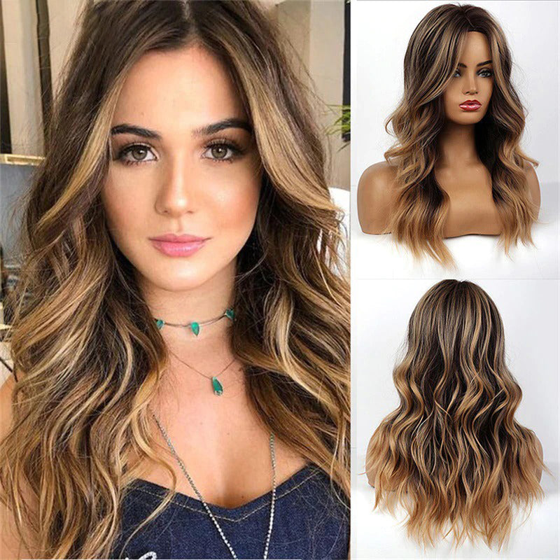 Women's Ombre Pink Long Wavy Wig Synthetic Hair 15