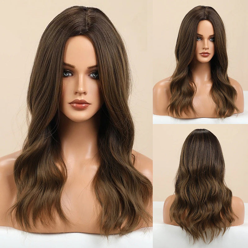 Women's Ombre Pink Long Wavy Wig Synthetic Hair 29