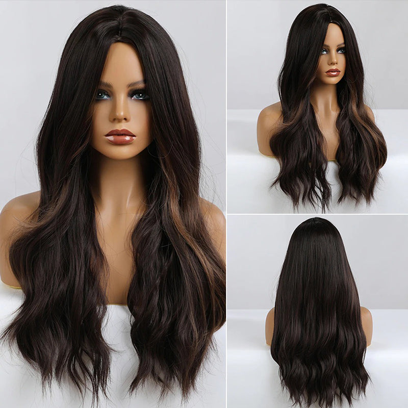 Women's Ombre Pink Long Wavy Wig Synthetic Hair 31