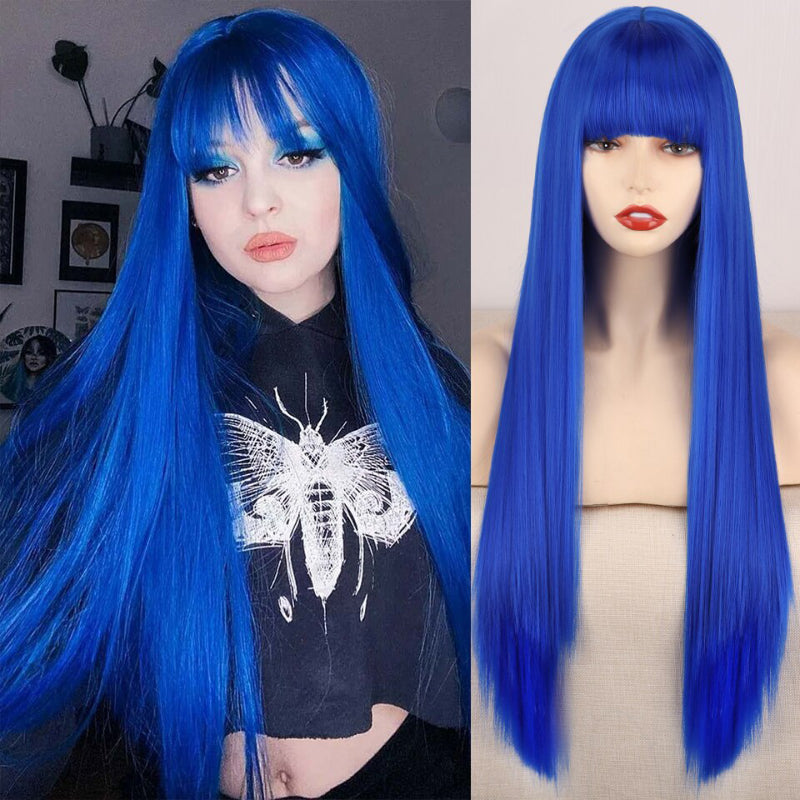 Women's Ombre Wig Pink and Black Long Straight High-Temperature Fiber 17