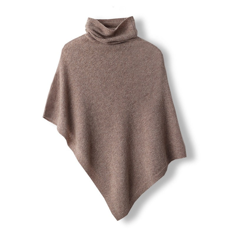 Oversized Wool Blend Poncho Top with Cowl Neck and Asymmetrical Hem – Women's Fall Fashion 5