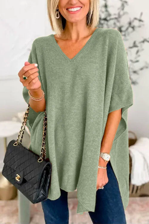 Womens Relaxed Fit Poncho – Soft Knit V-Neck Layering Piece for Casual Wear 3
