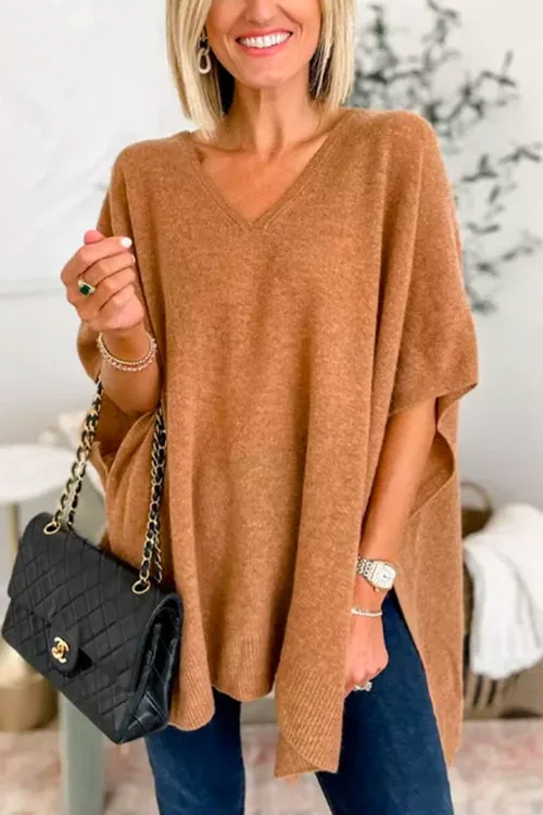 Womens Relaxed Fit Poncho – Soft Knit V-Neck Layering Piece for Casual Wear 5