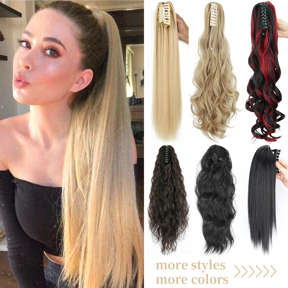 Women's Ponytail Extension 24 Inch Straight Synthetic Heat Resistant 0