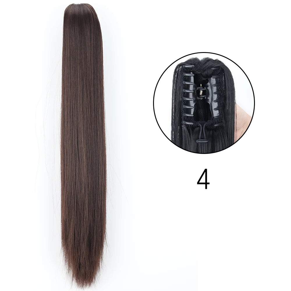 Women's Ponytail Extension 24 Inch Straight Synthetic Heat Resistant 24