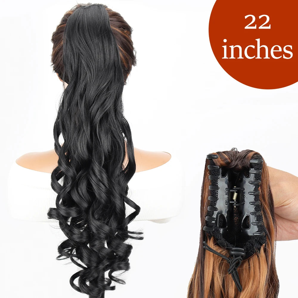 Women's Ponytail Extension 24 Inch Straight Synthetic Heat Resistant 25